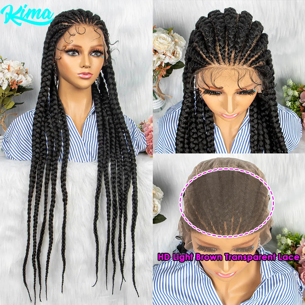 New Arrival Lace Front Wig Braided With Baby Hair 34 inches Braided Full Lace