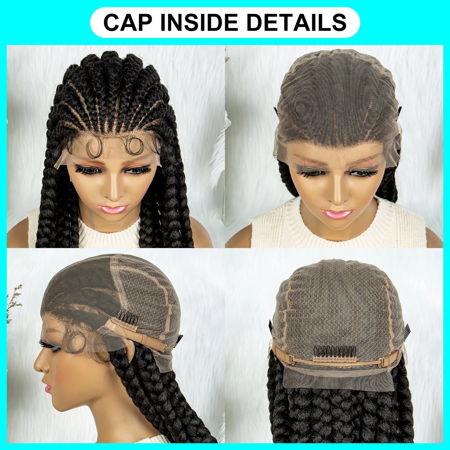 Lightweight Full Lace Braided Wigs, Lace Front Wig With Baby Hair Faux Locs