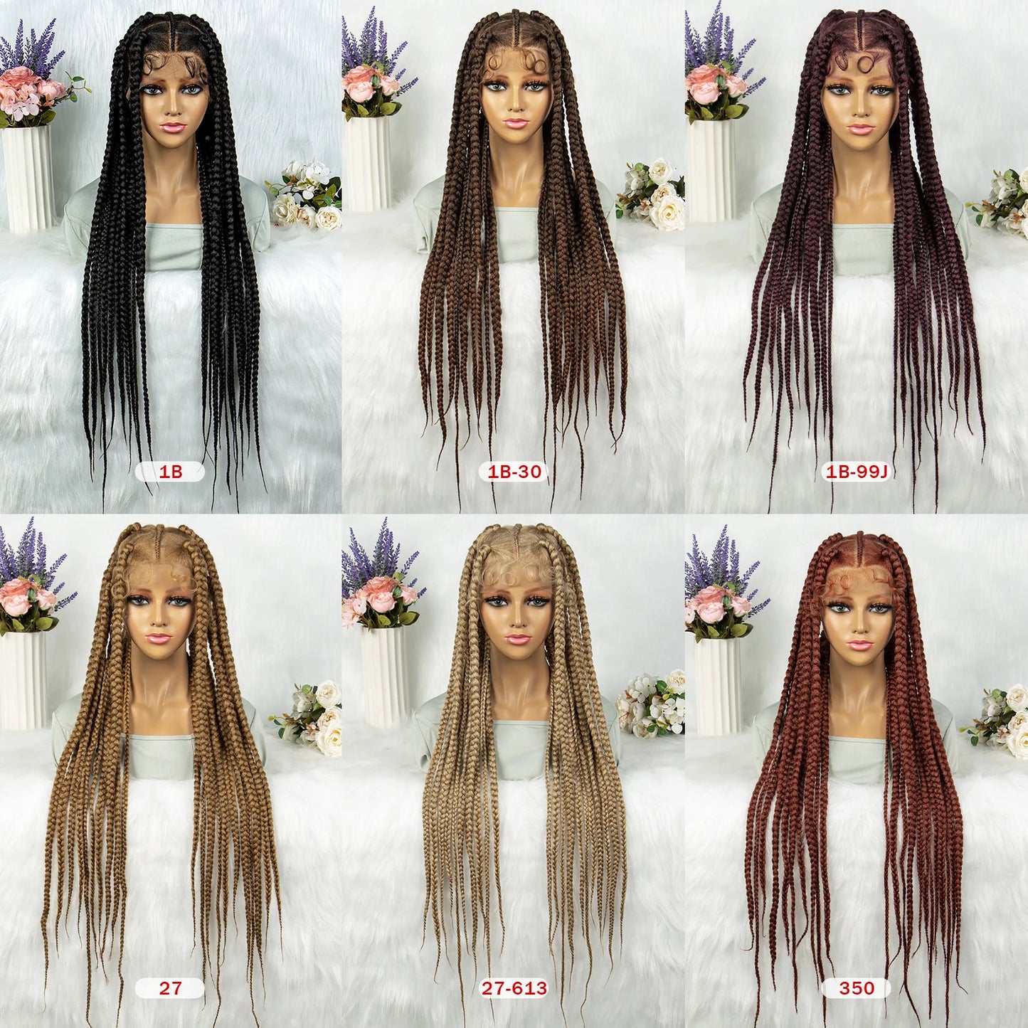 New HD Full Lace Wig Braided Wigs Crochet Braid Braiding Hair Knotless Box Cornrow Braids Wig