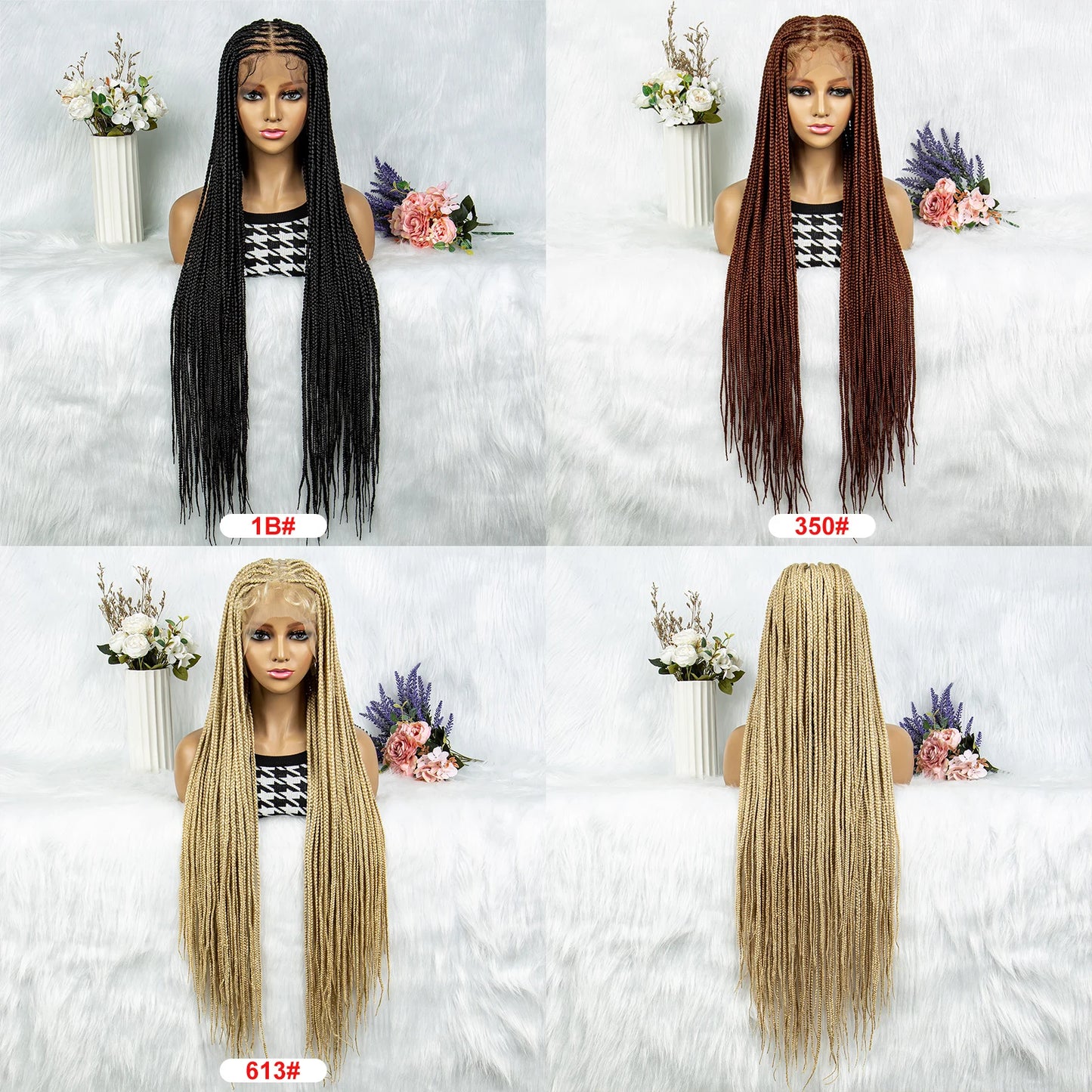 Transparent HD Full Lace Braided Wigs Crochet Braid Braiding Hair Knotless Box Cornrow Braids Wig