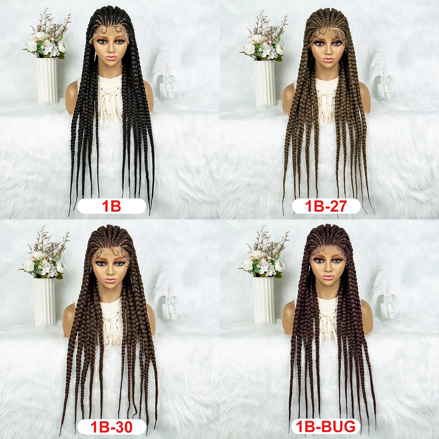 Lightweight Full Lace Braided Wigs, Lace Front Wig With Baby Hair Faux Locs