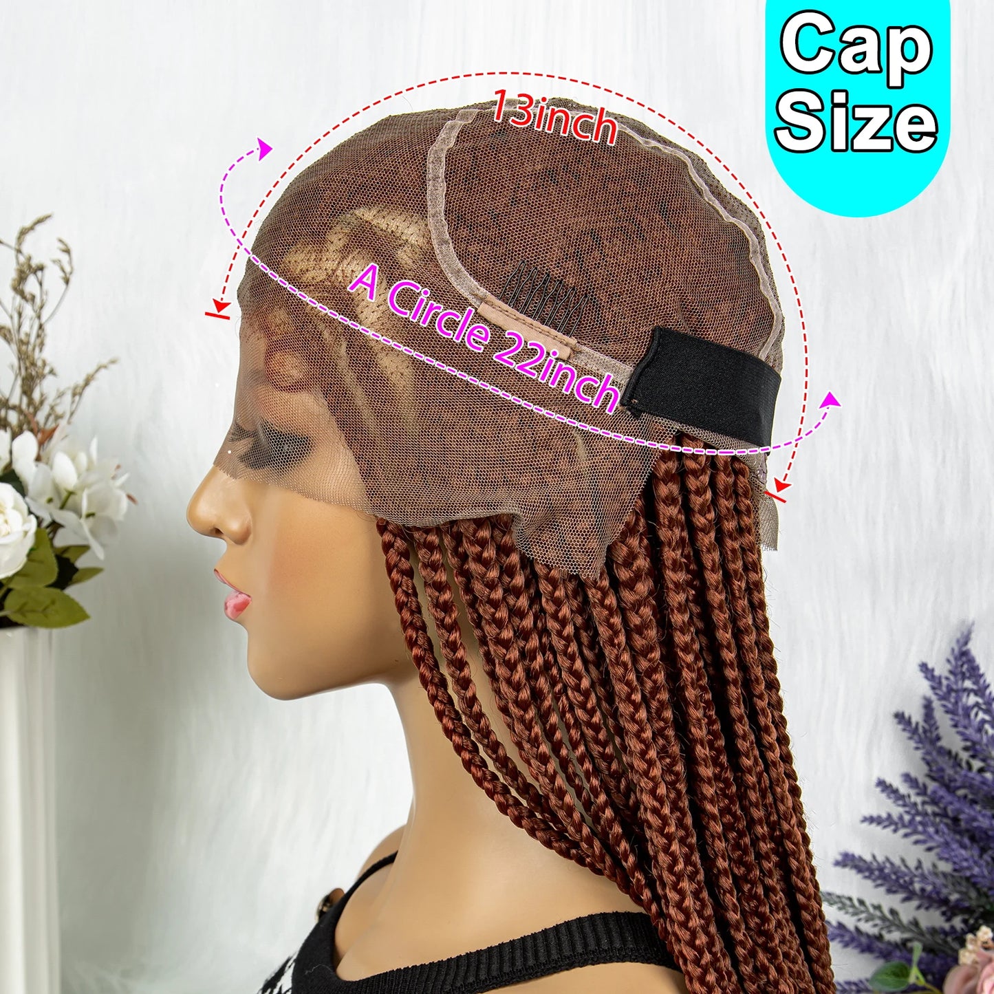 Transparent HD Full Lace Braided Wigs Crochet Braid Braiding Hair Knotless Box Cornrow Braids Wig