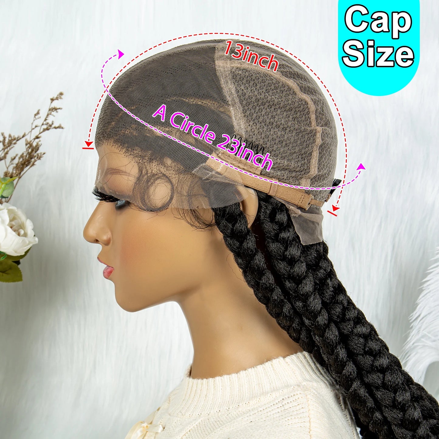 Lightweight Full Lace Braided Wigs, Lace Front Wig With Baby Hair Faux Locs