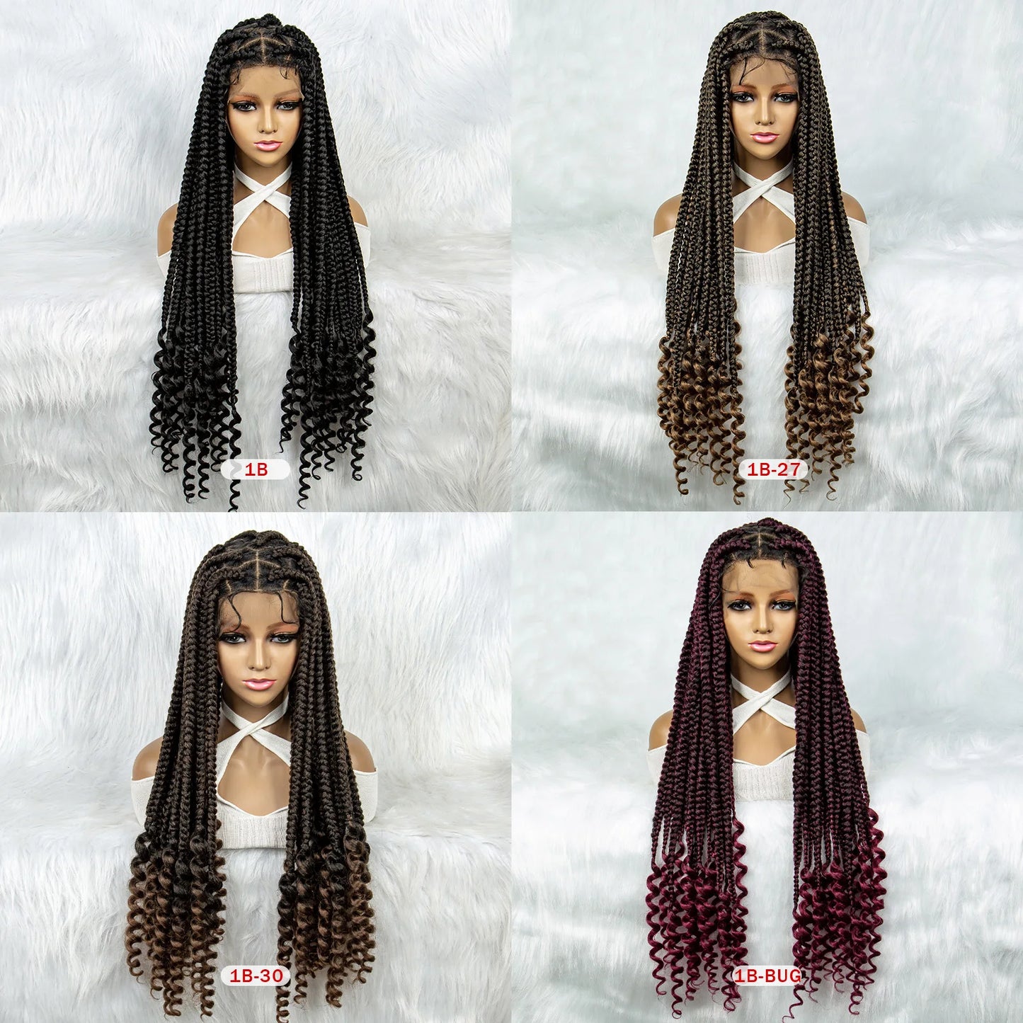 Full Lace Cornrow Braided Wigs, Synthetic Lace Front Wig Big Knotless Box Braided Wigs