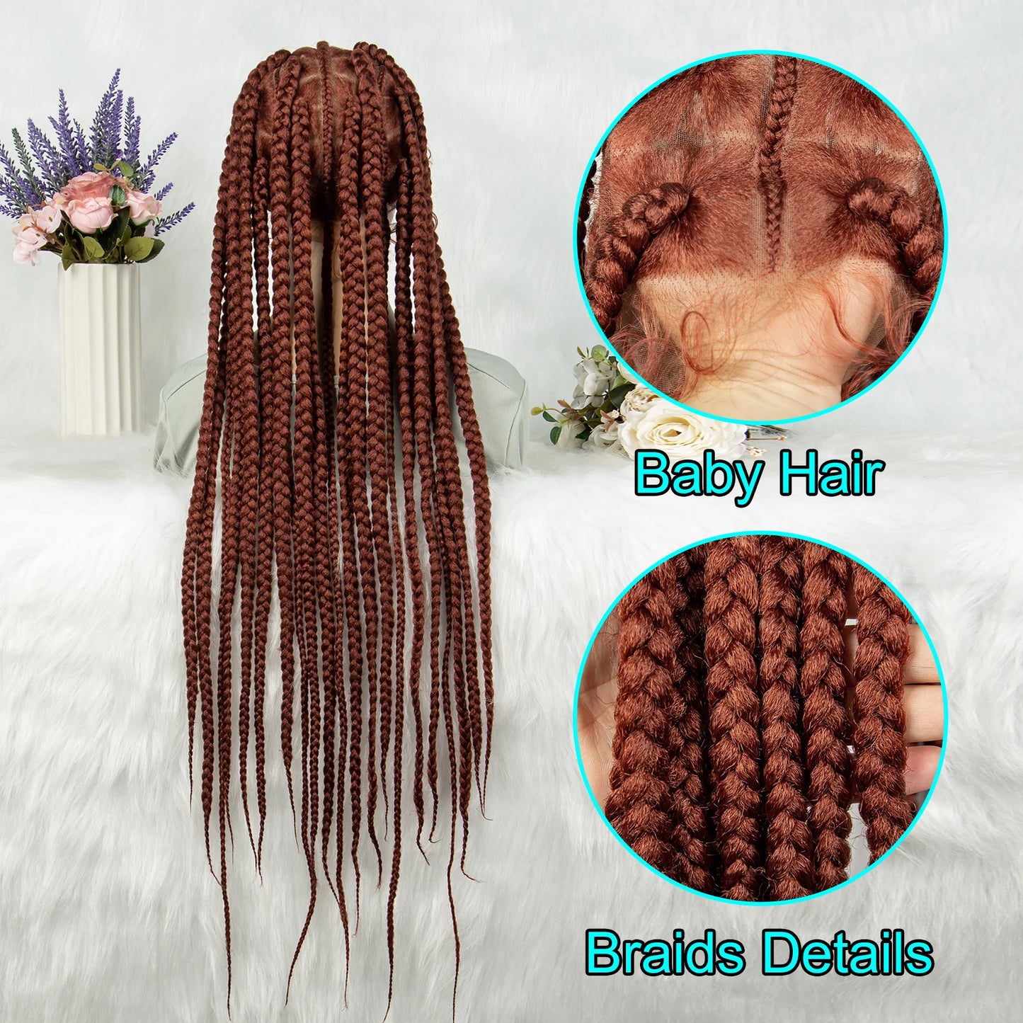 New HD Full Lace Wig Braided Wigs Crochet Braid Braiding Hair Knotless Box Cornrow Braids Wig