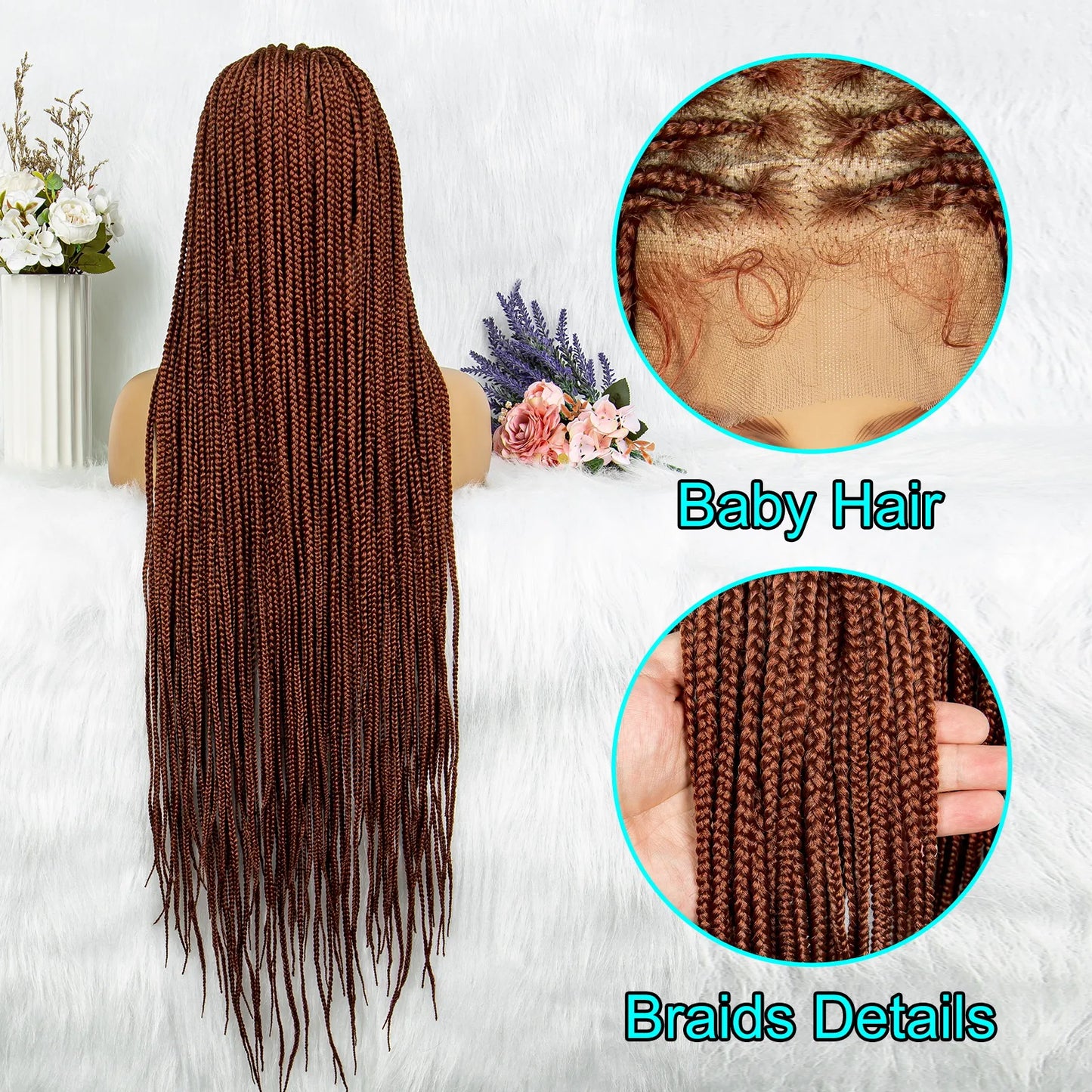 Transparent HD Full Lace Braided Wigs Crochet Braid Braiding Hair Knotless Box Cornrow Braids Wig